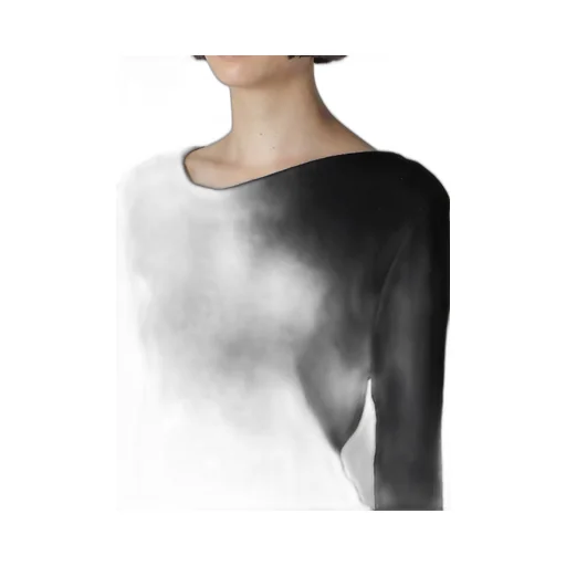Airy Spun Light Milled Angular Neck Long T-Shirt