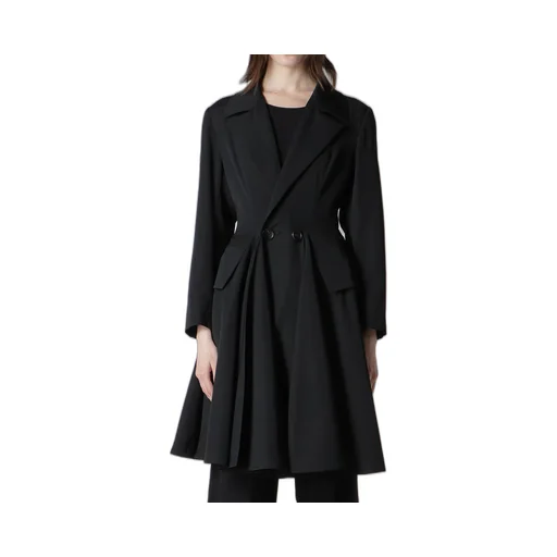 Gabardine Paneled Flare Coat