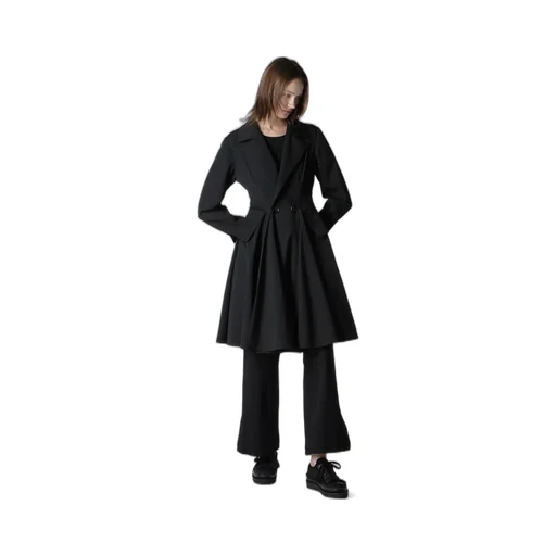 Gabardine Paneled Flare Coat