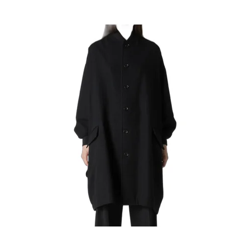 Shrinked Wool Serge Padded Drape Coat