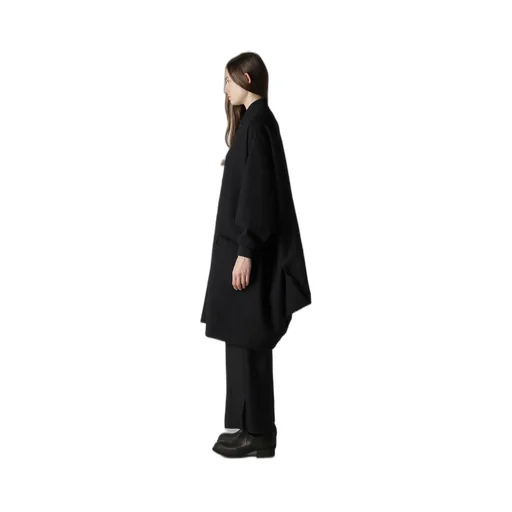 Shrinked Wool Serge Padded Drape Coat