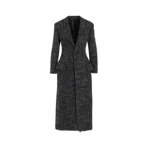 Handmade Tweed Back Lace Up Long Coat