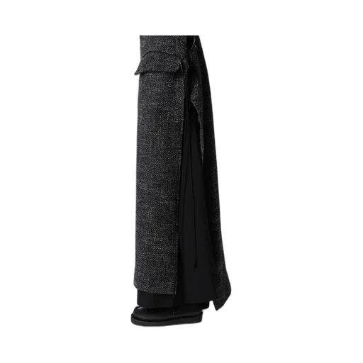 Handmade Tweed Back Lace Up Long Coat