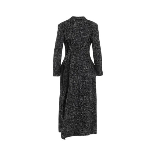 Handmade Tweed Back Lace Up Long Coat