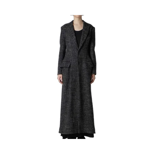 Handmade Tweed Back Lace Up Long Coat