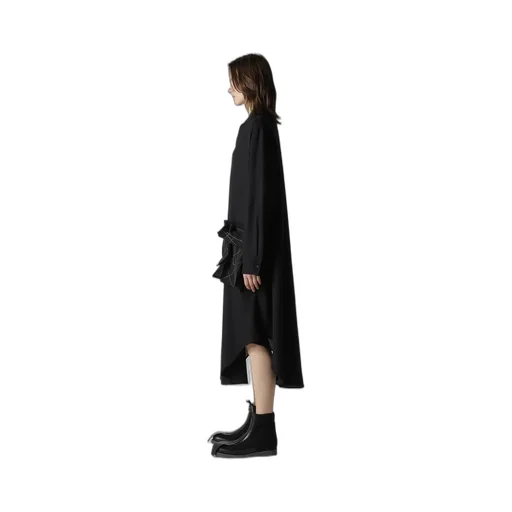Soft Wool A Embroidery Box Pocket Dress