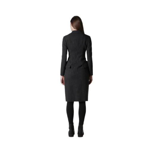 Tweed Cloth Flap Detail Slim Dress