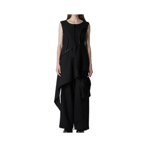 Wool Viyella Leather Piping Dress
