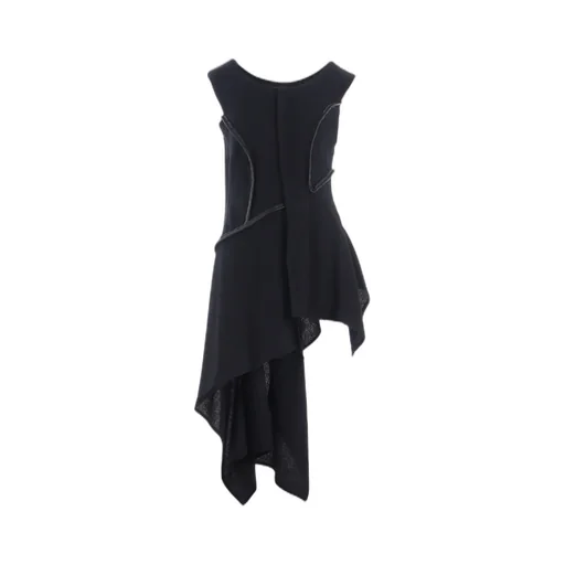 Wool Viyella Leather Piping Dress
