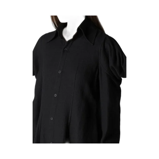 Wool Viyella Puffed Sleeves Shirt Dress