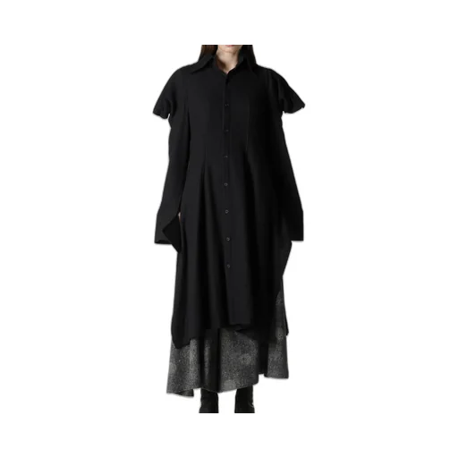 Wool Viyella Puffed Sleeves Shirt Dress