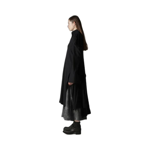 Wool Viyella Puffed Sleeves Shirt Dress