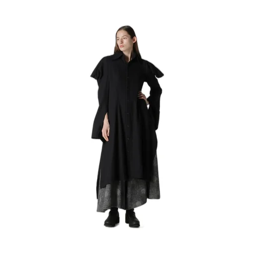 Wool Viyella Puffed Sleeves Shirt Dress