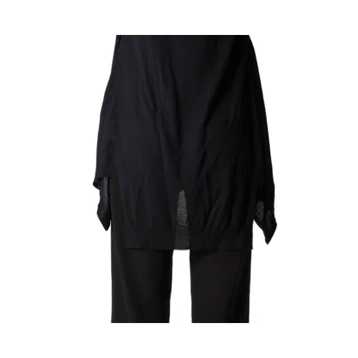 Plain Stitch+Rib Draped Hoodie Vest