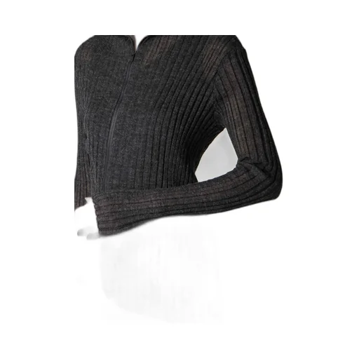 Rib Diagonal Zip Cardigan