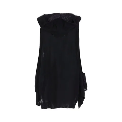 Plain Stitch+Rib Draped Hoodie Vest