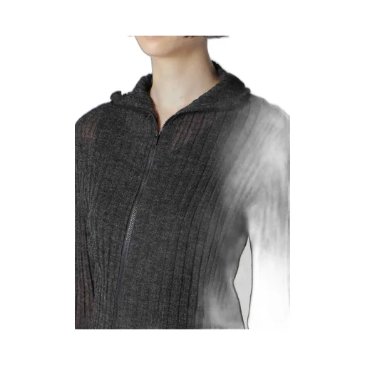 Rib Diagonal Zip Cardigan