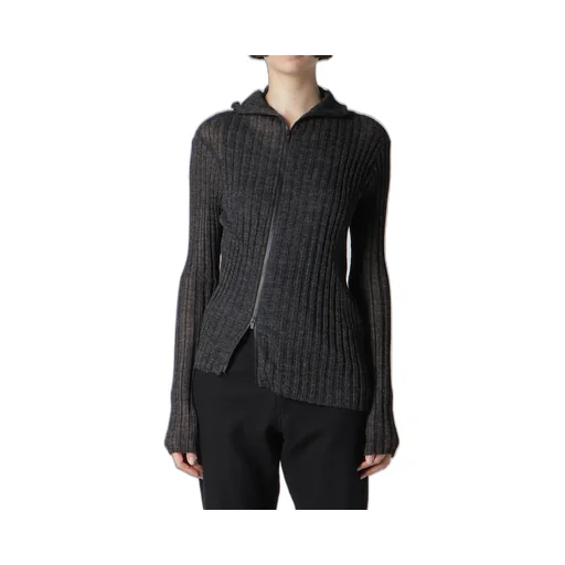 Rib Diagonal Zip Cardigan