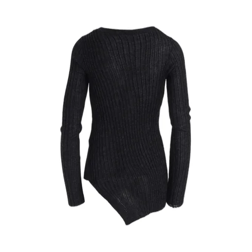 Rib Diagonal Round Neck Po