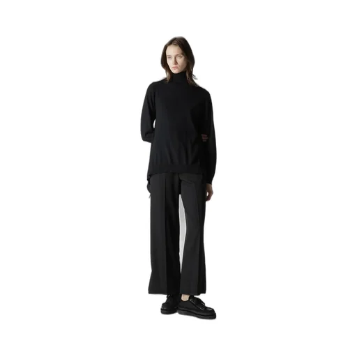 Plain Stitch+Rib Draped High Neck Po