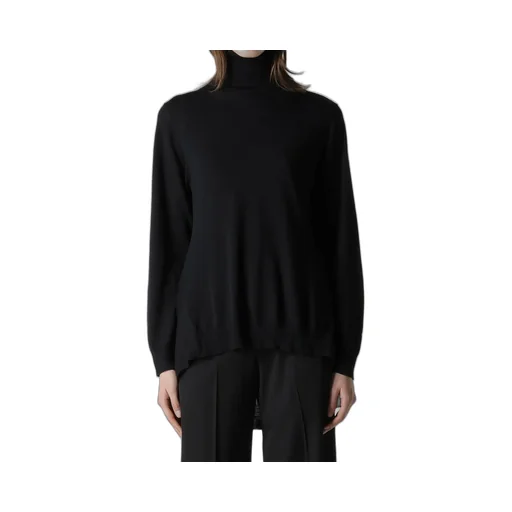 Plain Stitch+Rib Draped High Neck Po