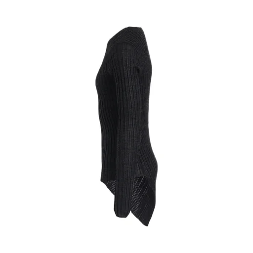 Rib Diagonal Round Neck Po