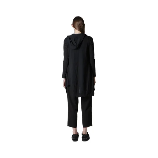 Plain Stitch+Rib Draped Hoodie Vest