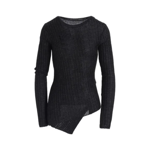 Rib Diagonal Round Neck Po