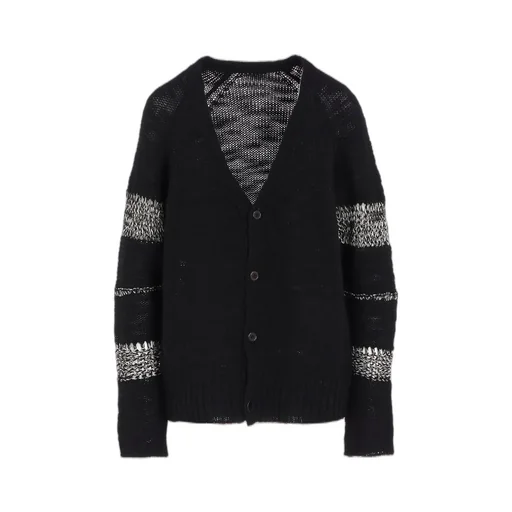 Plain Stitch Color Combi V Neck Cardigan