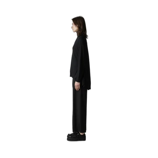 Plain Stitch+Rib Draped High Neck Po