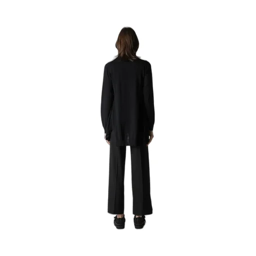 Plain Stitch+Rib Draped High Neck Po