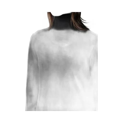 Plain Stitch+Rib Draped High Neck Po