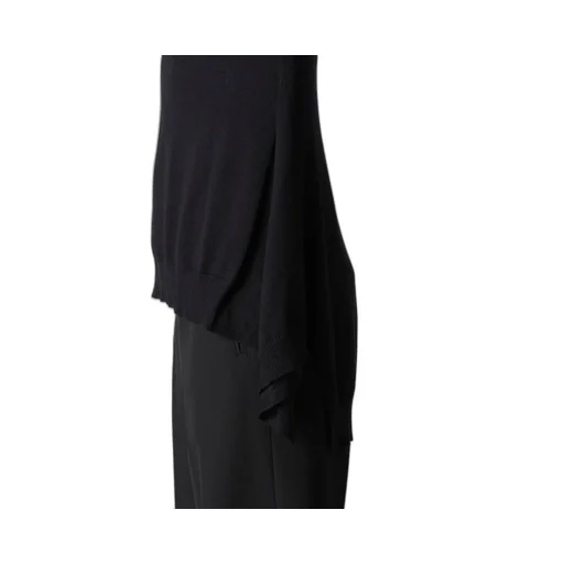 Plain Stitch+Rib Draped High Neck Po