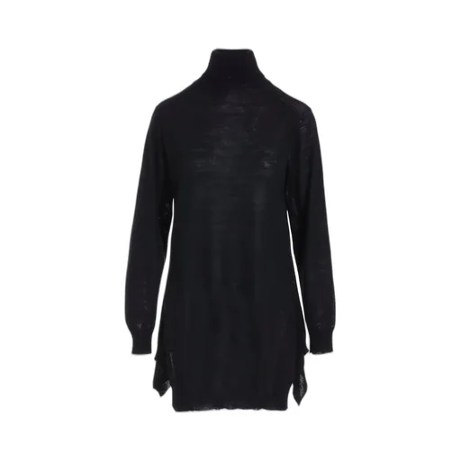 Plain Stitch+Rib Draped High Neck Po