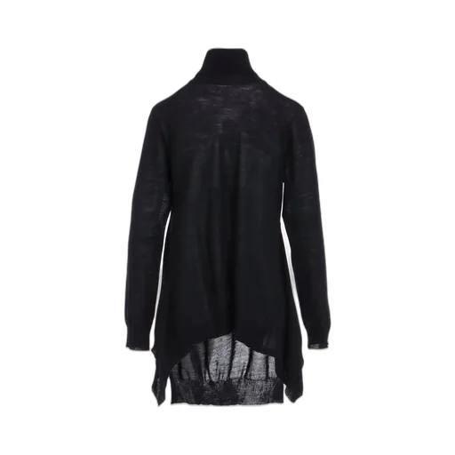 Plain Stitch+Rib Draped High Neck Po