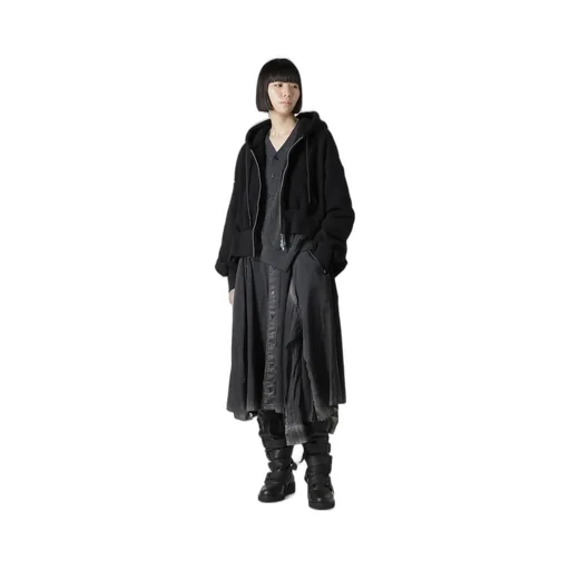 Liy/C Brushed French Terry Unbalanced Hoodie A