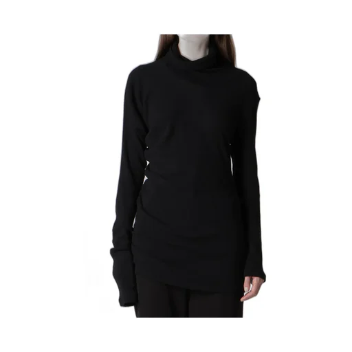High Twisted Links Draped Turtle Neck Po