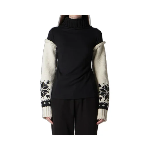 Wool Interlock Snow Pattern High Neck Po