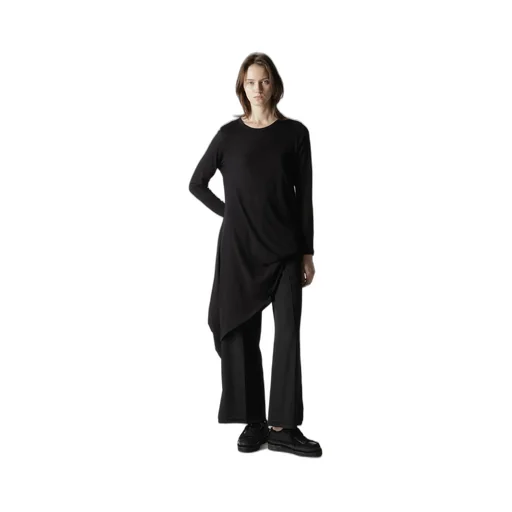C Angora Cashmere Single Jersey R Draped Round Neck Po