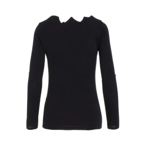 Wool Chiffon Zig-Zag Neck Line Long Slv T