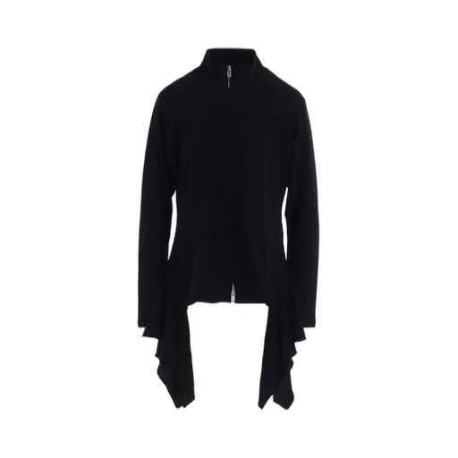 High Twisted Gauze Terry Side Draped Zip Cardigan