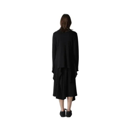 High Twisted Gauze Terry Side Draped Zip Cardigan