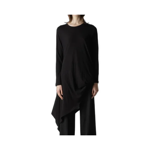 C Angora Cashmere Single Jersey R Draped Round Neck Po