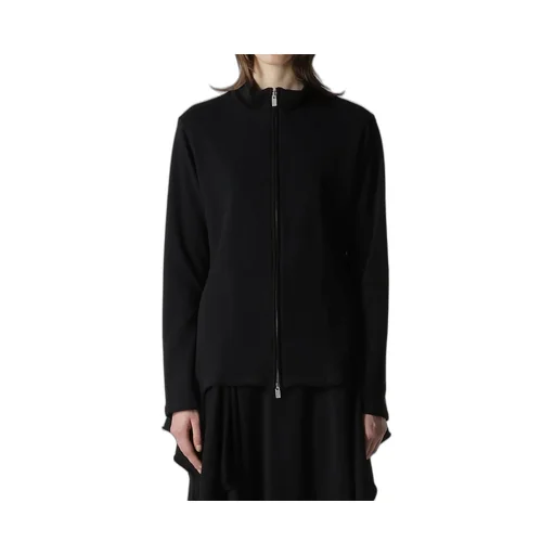 High Twisted Gauze Terry Side Draped Zip Cardigan