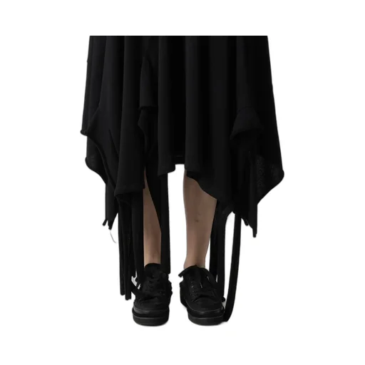 High Twisted Gauze Terry Draped Hem Skirt