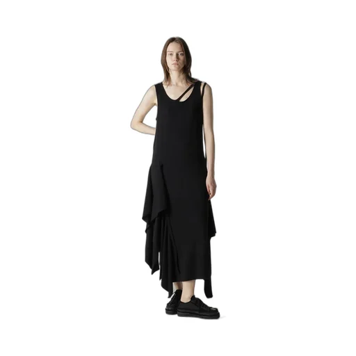 Cotton Yak Single Jersey Side Draped Strap Dress