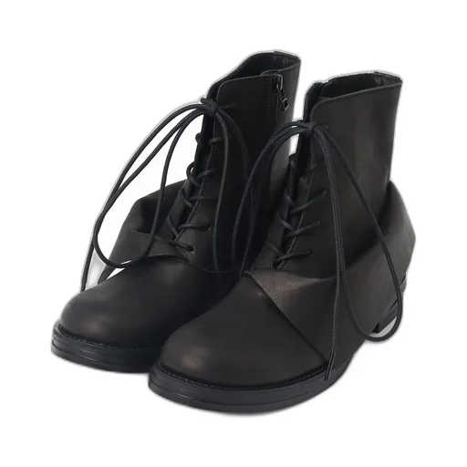 Uneven Dyed Leather Lace-Up Boots