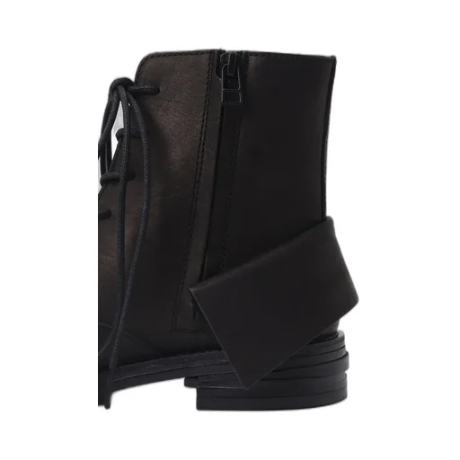 Uneven Dyed Leather Lace-Up Boots