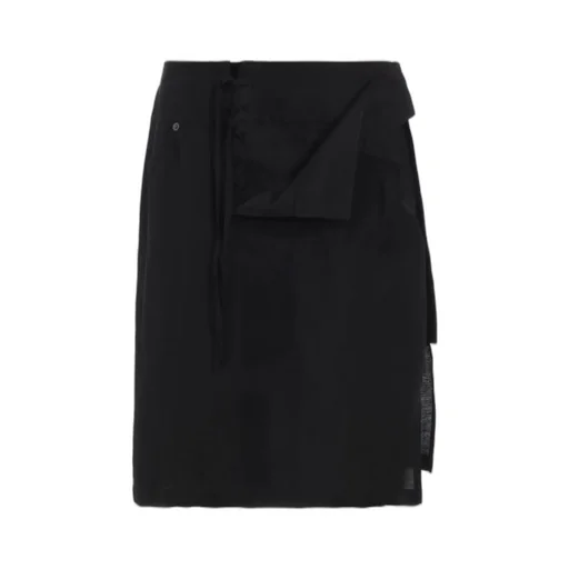 Linen Silk Lace Up Detail Short Skirt