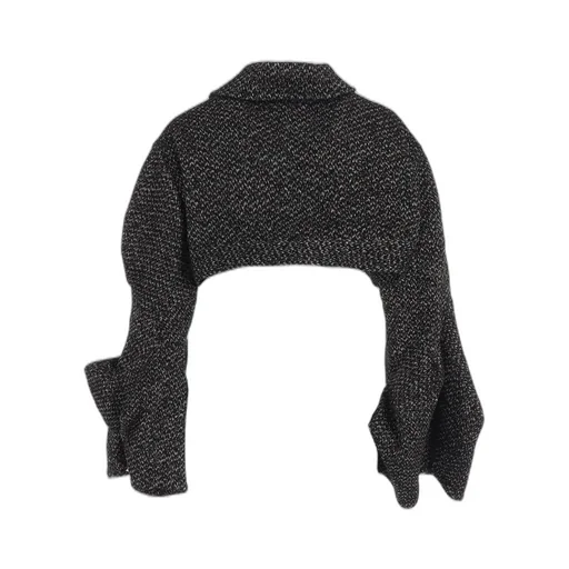 Dobby Heather Tweed Box D Sleeves Double F Short Jacket